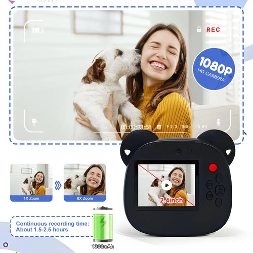 Portable Mini Pocket Thermal Printer Kit with 5 Rolls of Colorful Thermal Paper, Stickers, Labels - Print Photos, Text, To-Do Li
