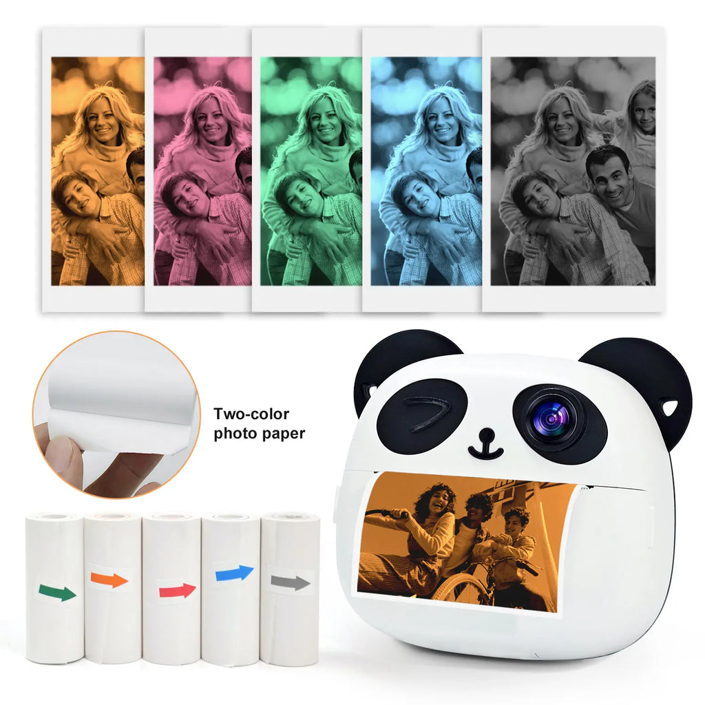 Portable Mini Pocket Thermal Printer Kit with 5 Rolls of Colorful Thermal Paper, Stickers, Labels - Print Photos, Text, To-Do Li