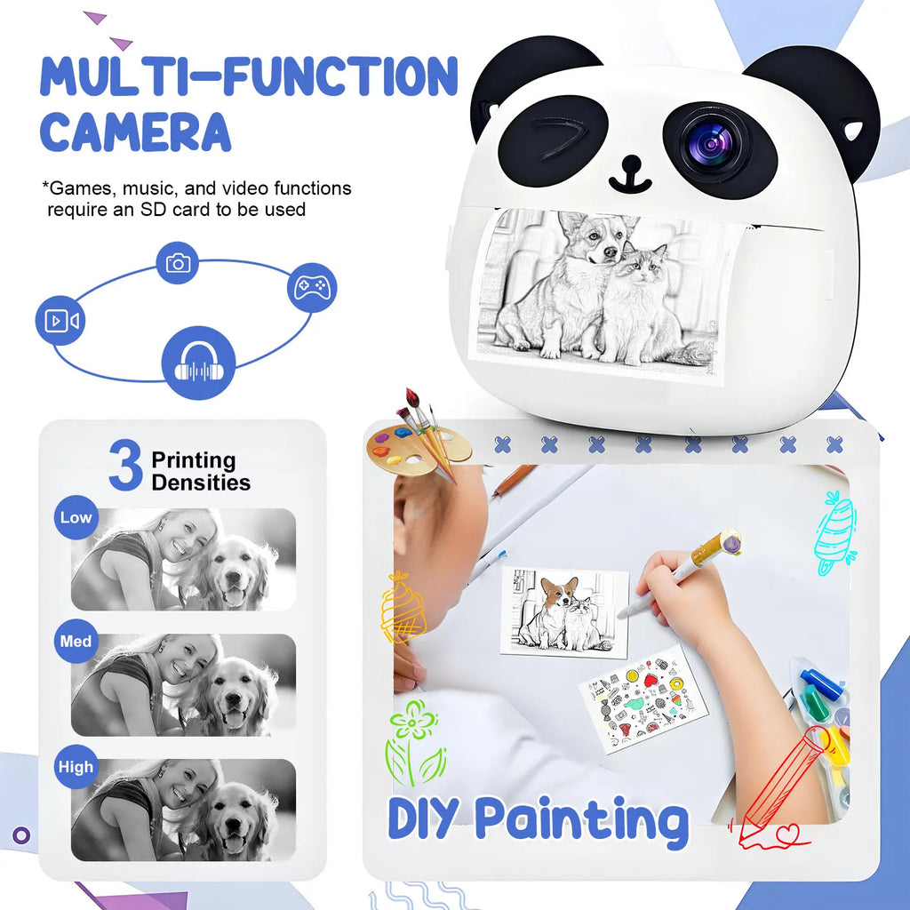 Portable Mini Pocket Thermal Printer Kit with 5 Rolls of Colorful Thermal Paper, Stickers, Labels - Print Photos, Text, To-Do Li