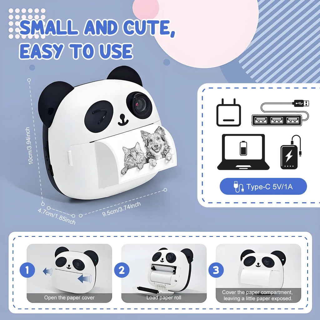 Portable Mini Pocket Thermal Printer Kit with 5 Rolls of Colorful Thermal Paper, Stickers, Labels - Print Photos, Text, To-Do Li